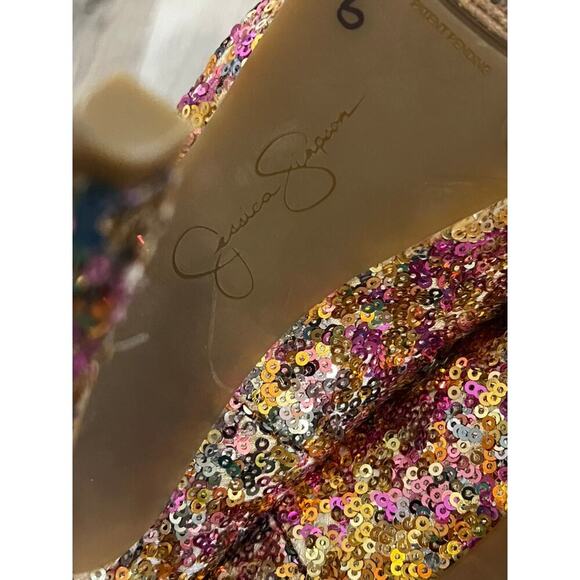 Blingy Cinderella Y2K Jessica Simpson sz 6 high heels sparkly colorful sexy - Picture 13 of 14